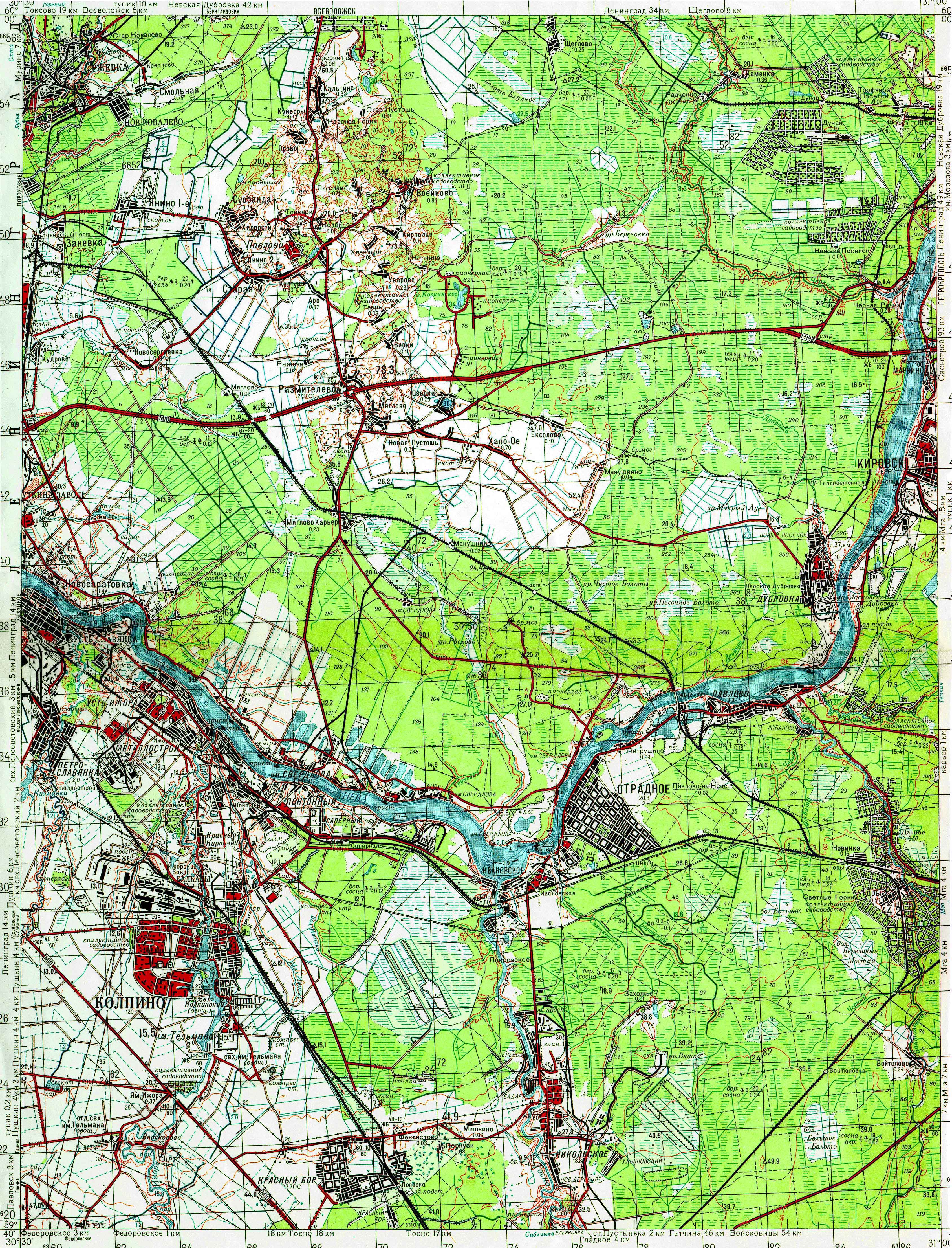 Топографическая карта пушкино