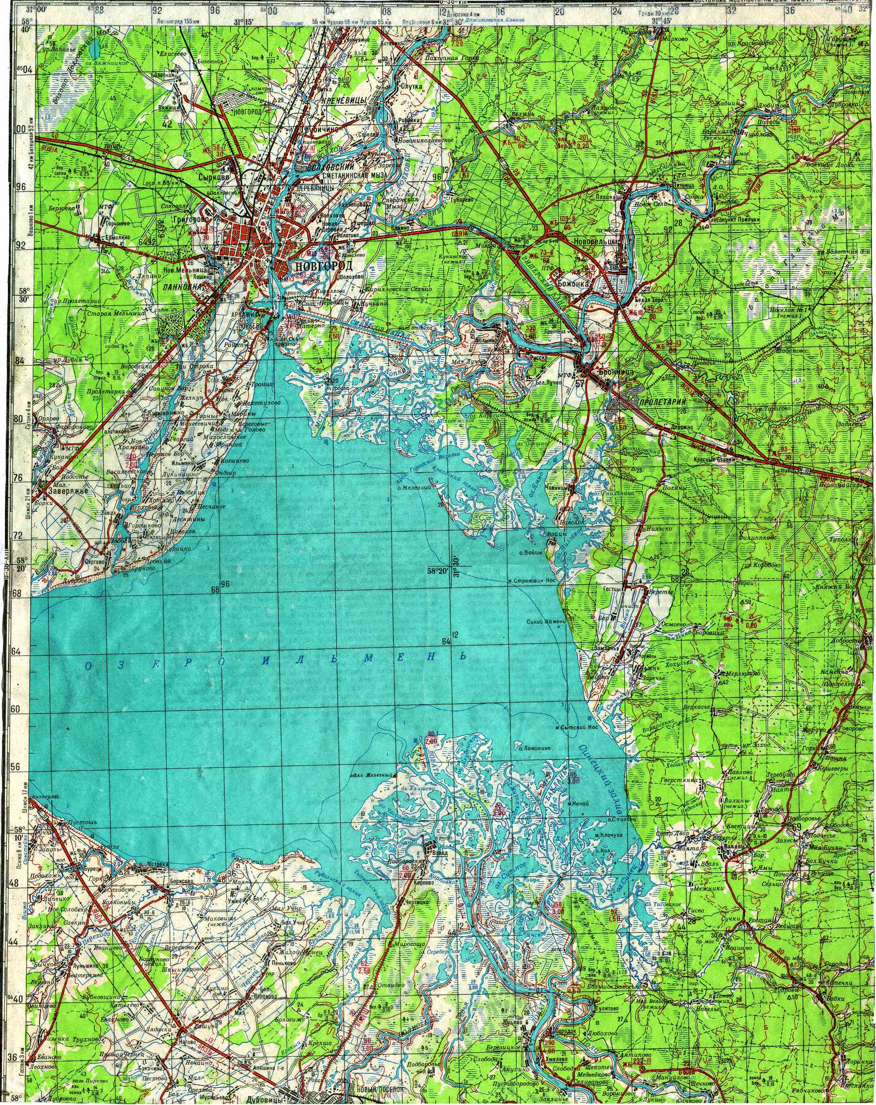 Карта - озеро Ильмень
